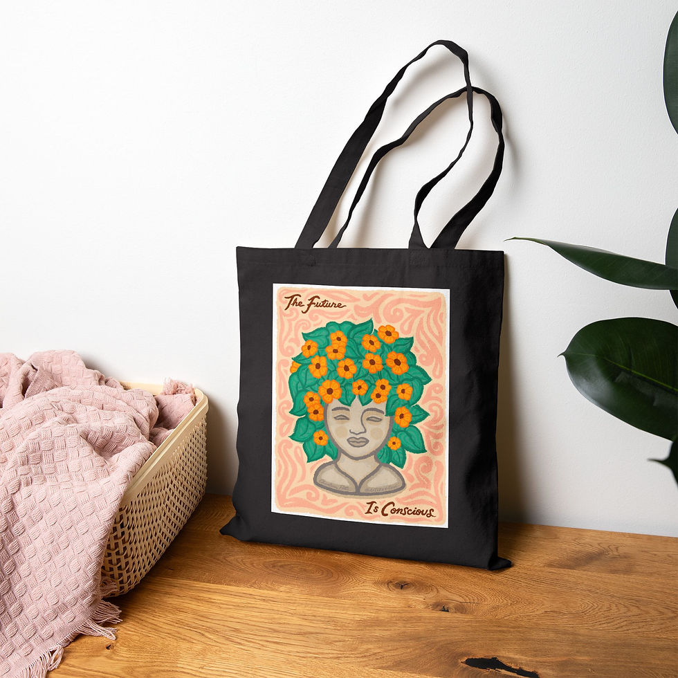 Thumbnail: Floral Artwork Cotton Canvas Tote Bag, Eco-Friendly Shopper, Botanical Gift