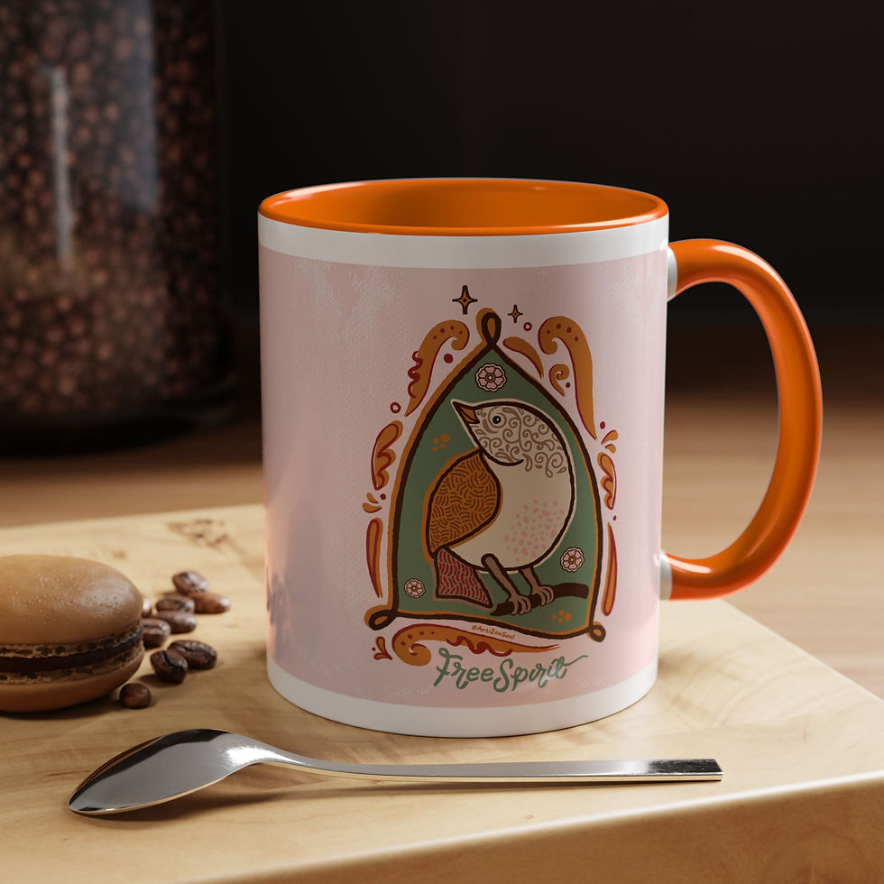 Thumbnail: Sparrow Art Cup | Colorful Accent Coffee Mug - 'Free Spirit' Bird Illustration