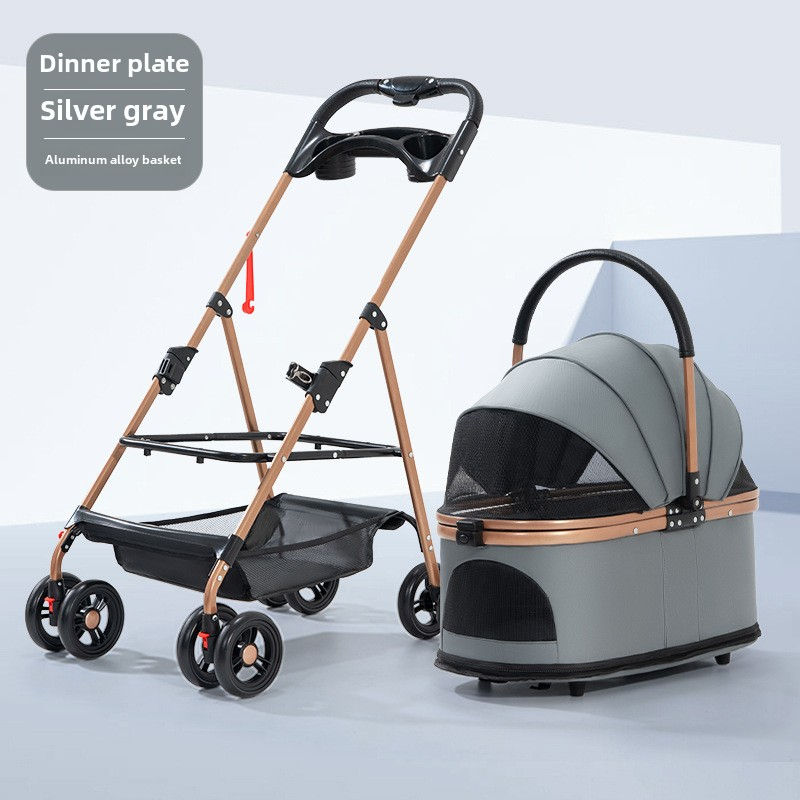 Thumbnail: Luxury 3-in-1 Folding Pet Pram with Detachable Carrier – Max 13.5kg