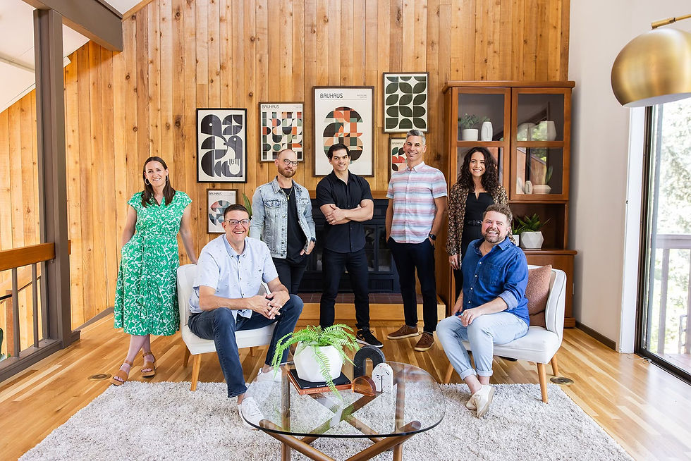 The Mid-Century Homes by Anthology team, led by founders TJ and Rhonda Pierce, brings together Boise’s foremost experts in mid-century real estate. Pictured here with Vance Lichtenberger (second from right), the team shares a unified mission: to protect, celebrate, and elevate Boise’s architectural legacy.