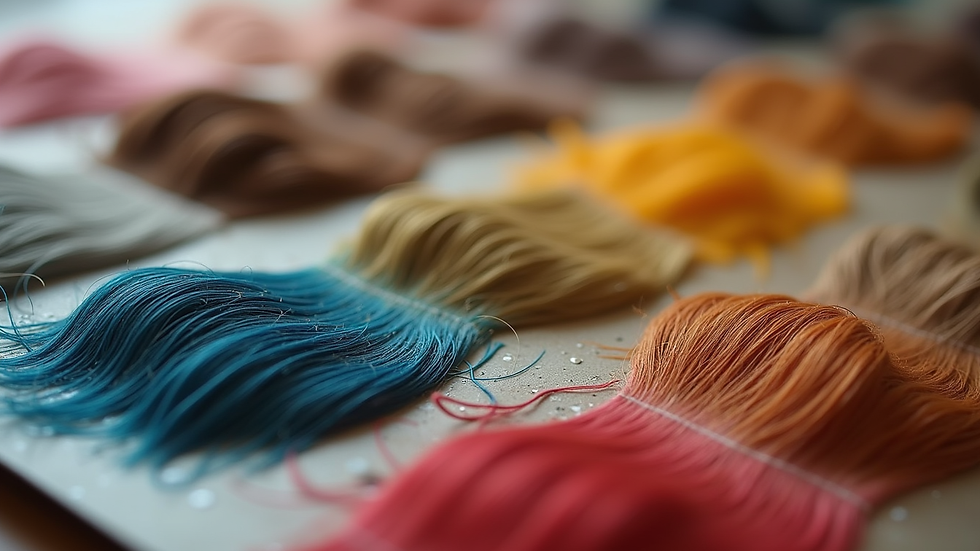 Close-up view of hair color samples on a palette