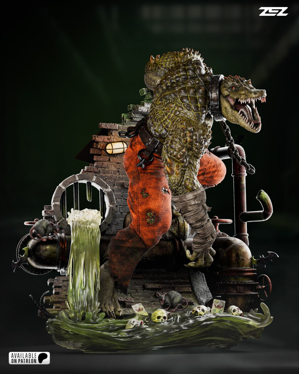 Killer Croc Statue - 3D Printed Resin - Unpainted or Hand Painted - 75mm-450mm