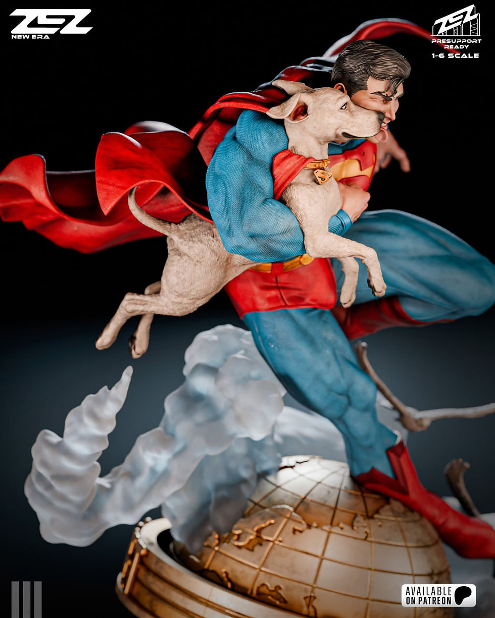 Thumbnail: Superman and Krypto Statue - 3D Printed Resin - Unpainted or Hand Painted