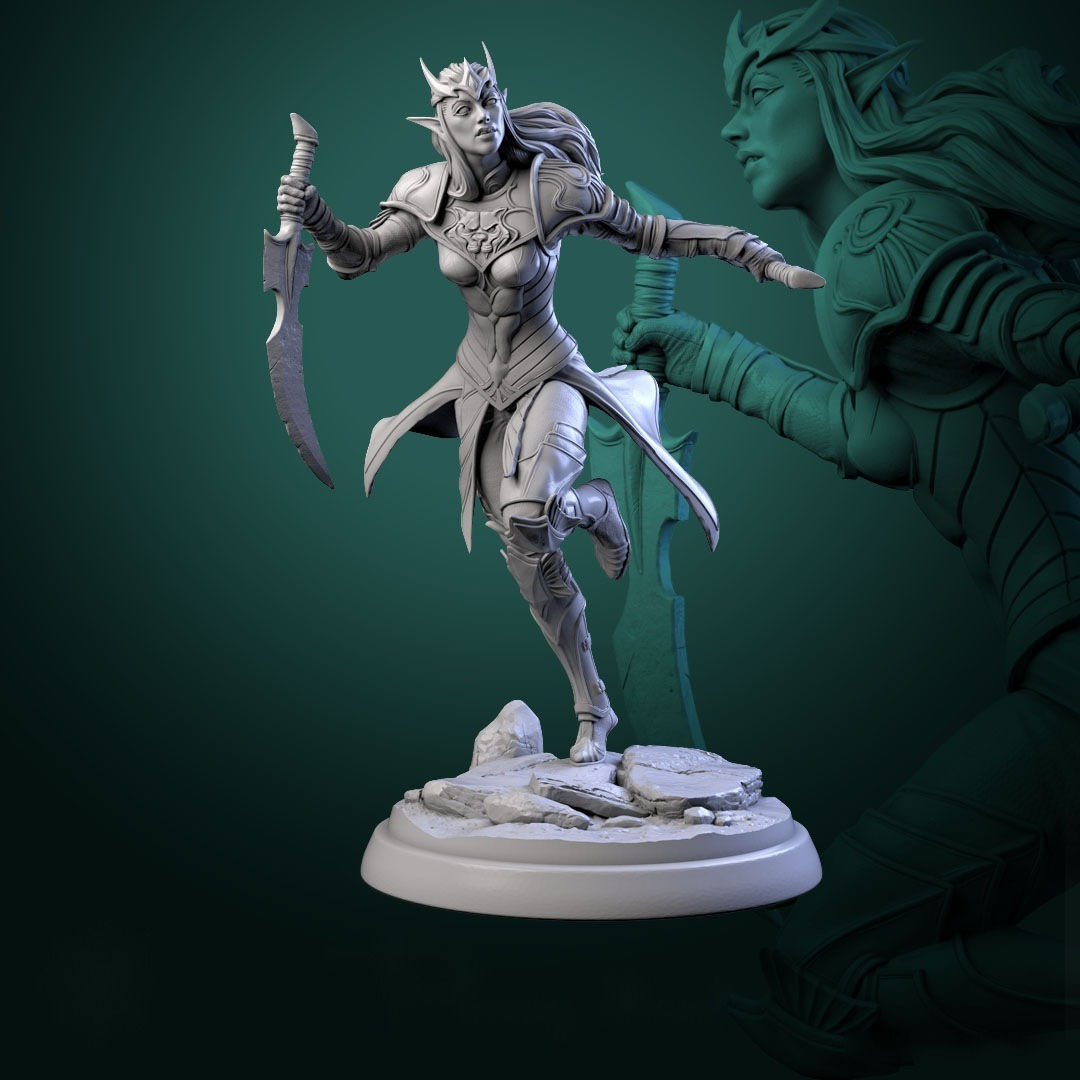 Elven Warriors & Servants Miniatures - The Young Blood - Resin 32mm
