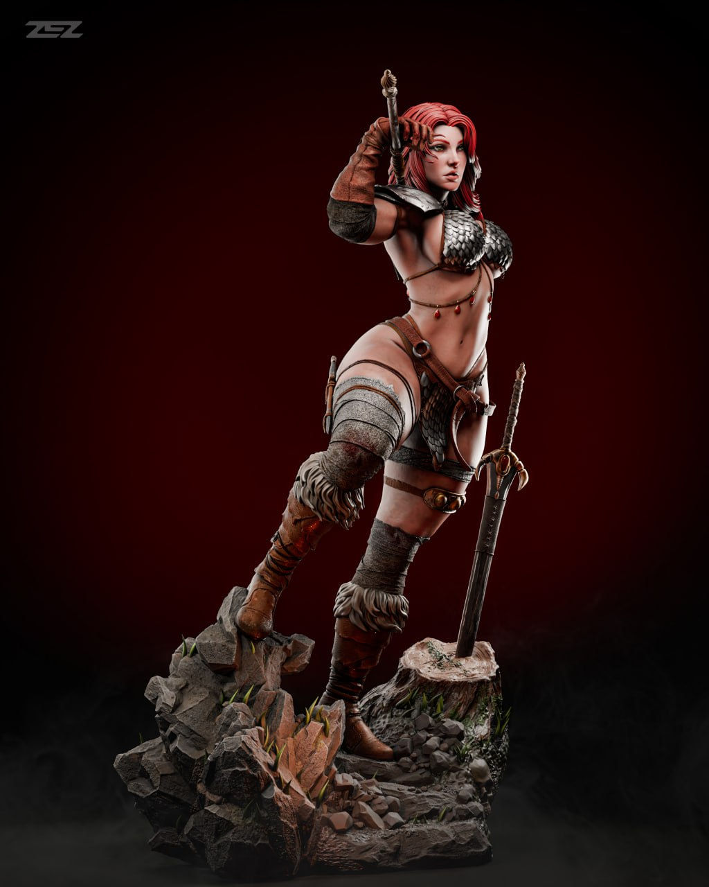 Red Sonja Statue - 3D Printed Resin - Unpainted or Hand Painted - 75mm-450mm