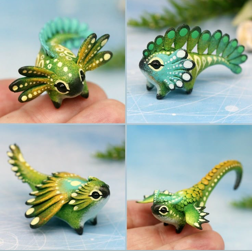 Funny leaf dragon figurines