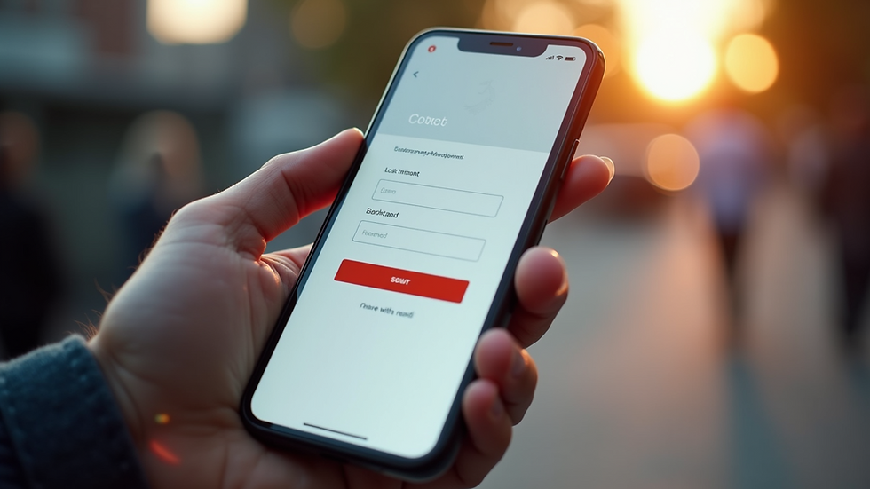 Close-up view of a smartphone displaying a contact form on a website