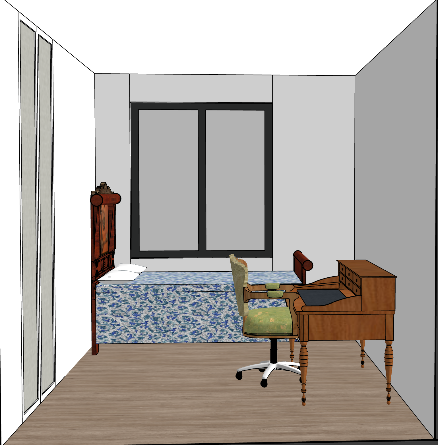 A cozy and stylish living room with bright blue and white traditional Greek island architecture visible through large windows. The interior features a modern orange and white sofa, elegant gold floor lamps, a wooden coffee table, and a bookshelf filled with books. Blue accents and Mediterranean elements create a warm, inviting atmosphere. This image was generated using ArchiVinci AI.