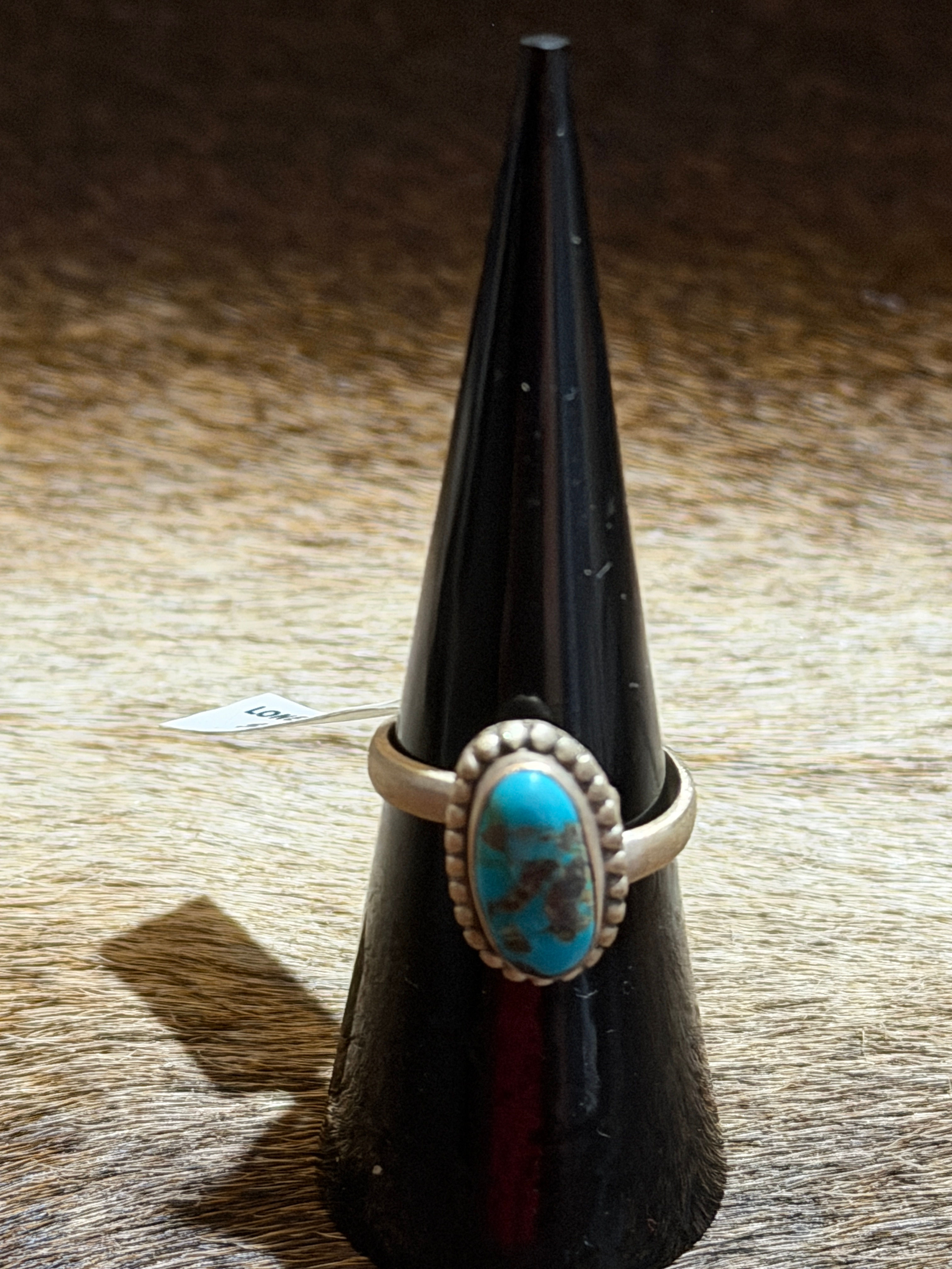 Sterling Silver Lone Mountain Turquoise Ring Size Adjustable 