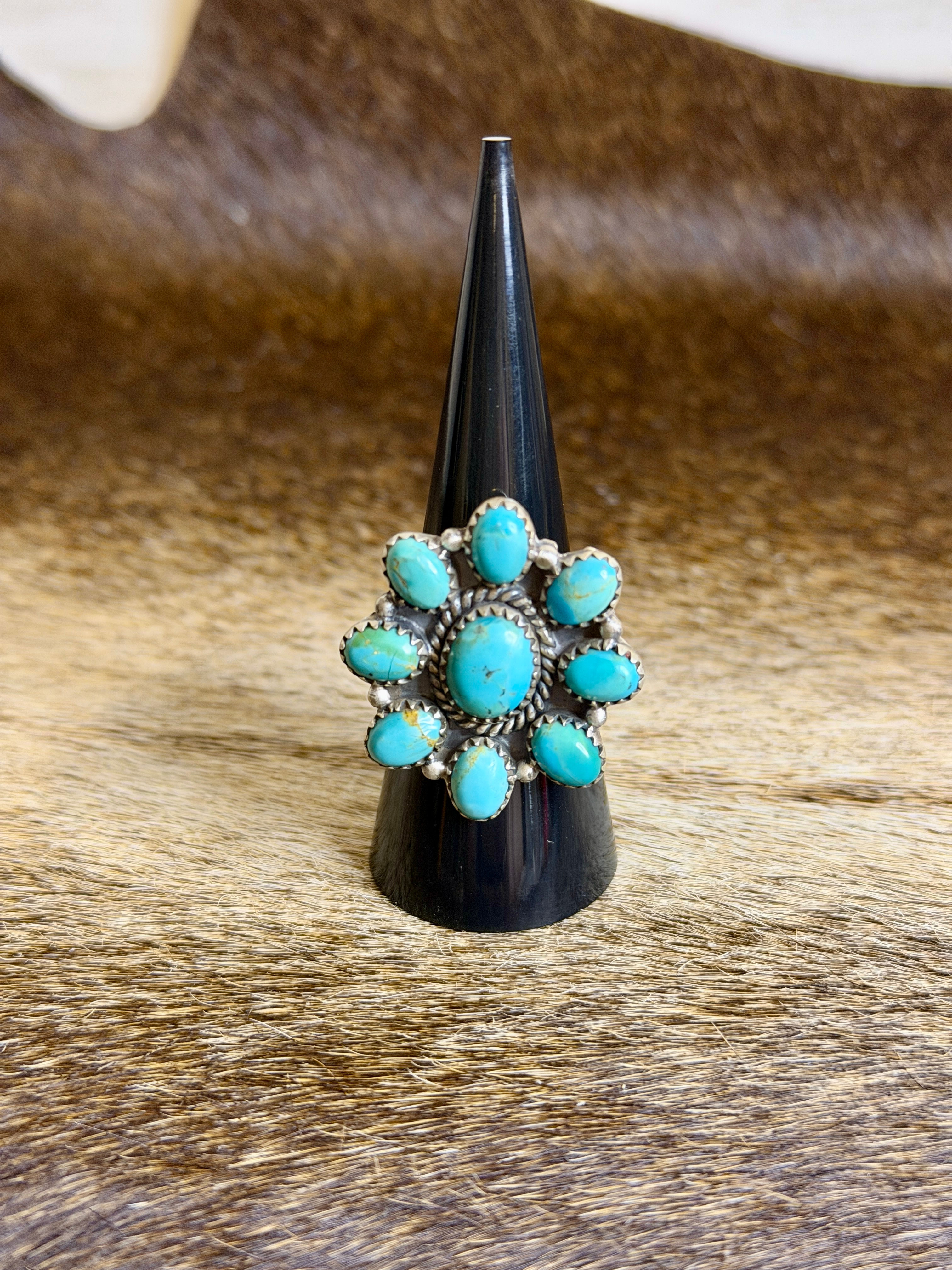 Sterling Silver Mohave Turquoise Ring Size Adjustable 