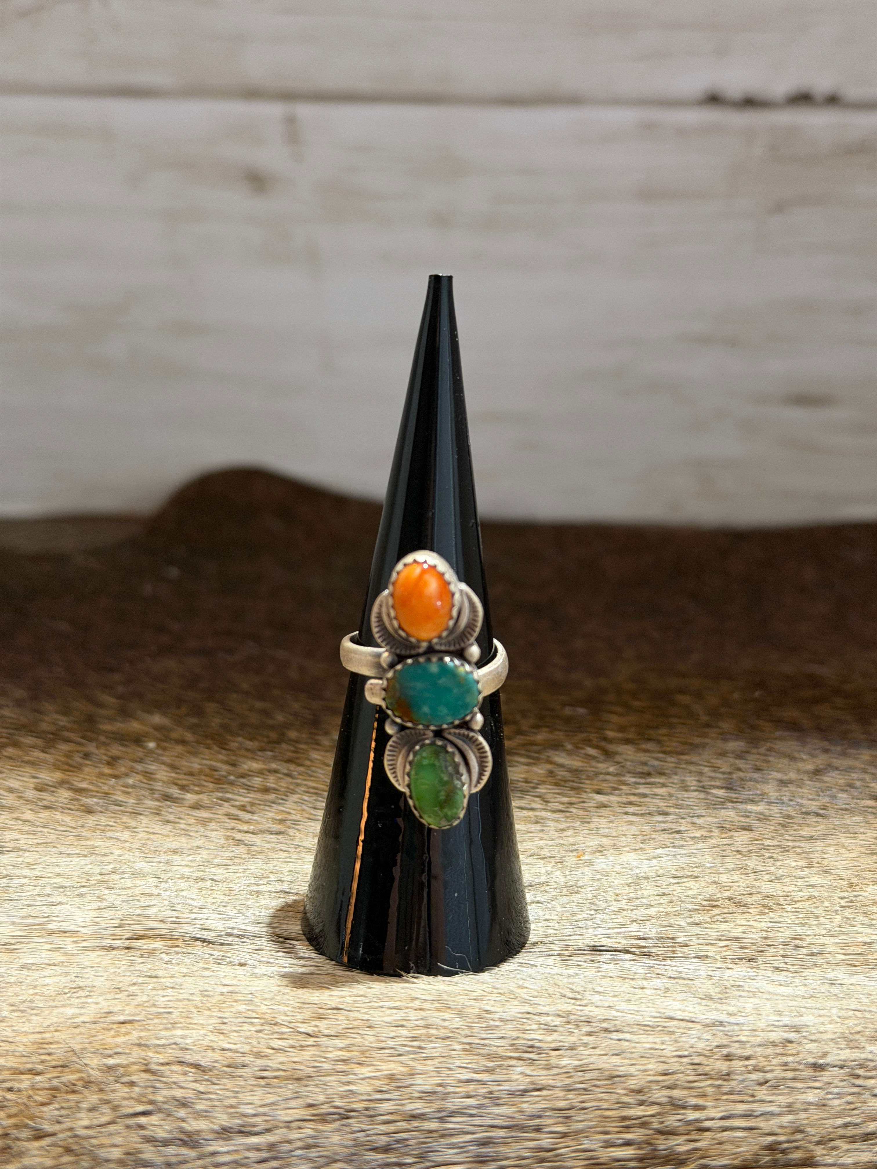Sterling Silver Multi-Stone Turquoise Ring 