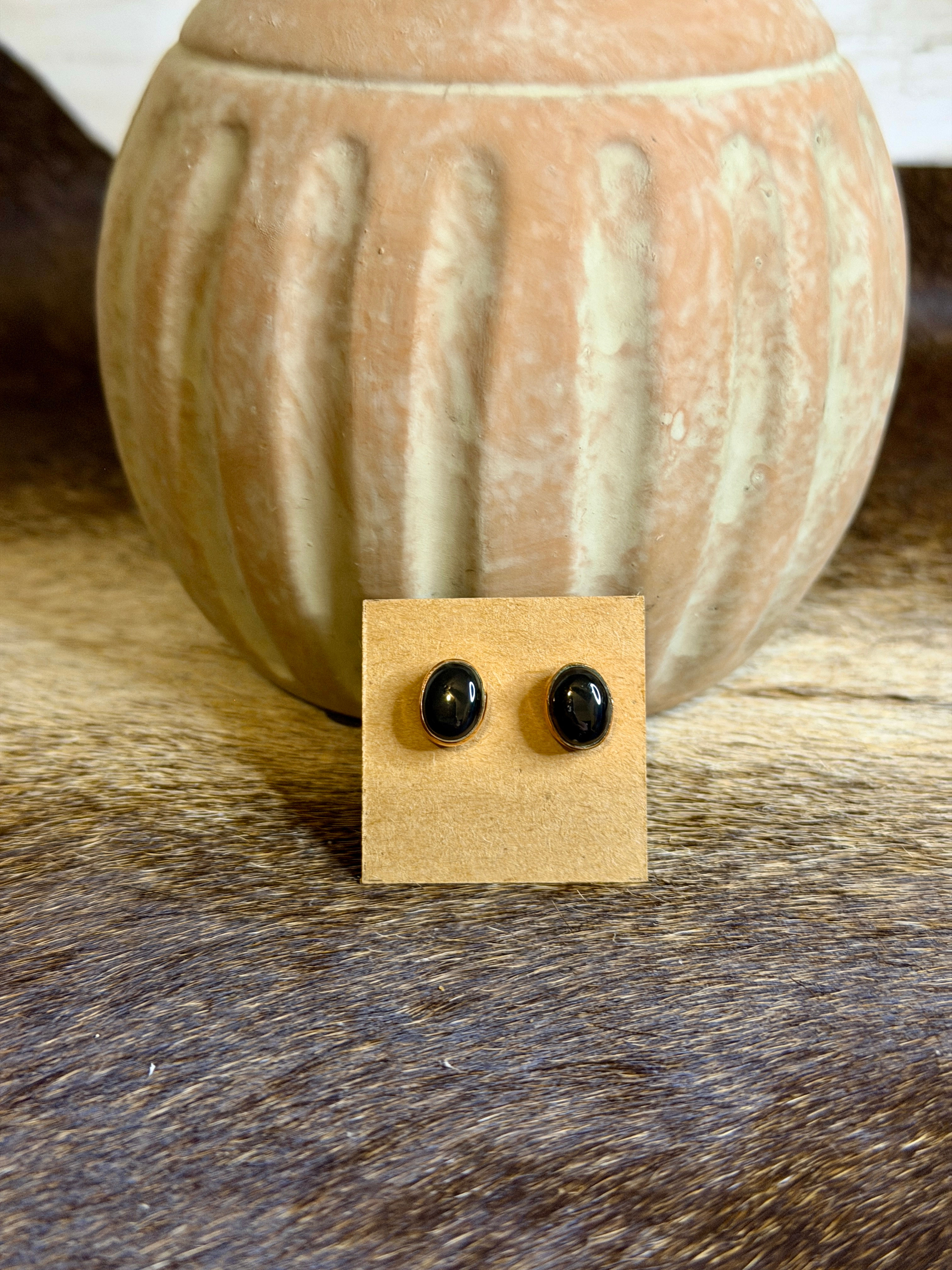 Copper and Onyx Earrings 