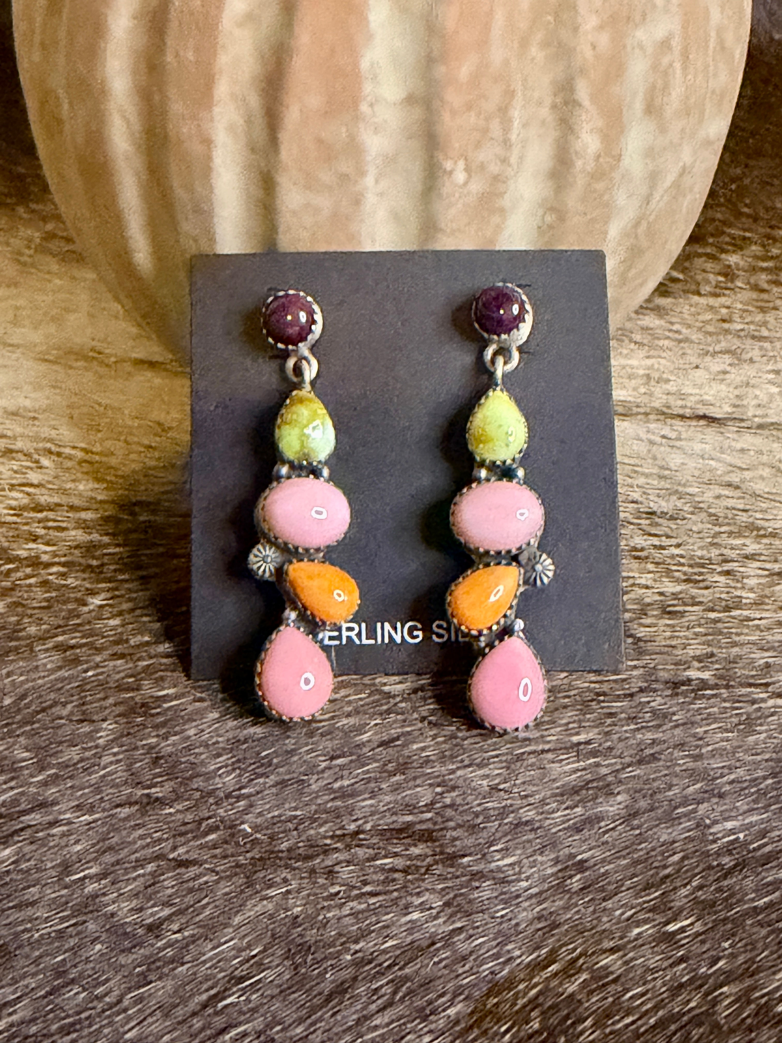 Sterling Silver Multi -Stone Earrings 