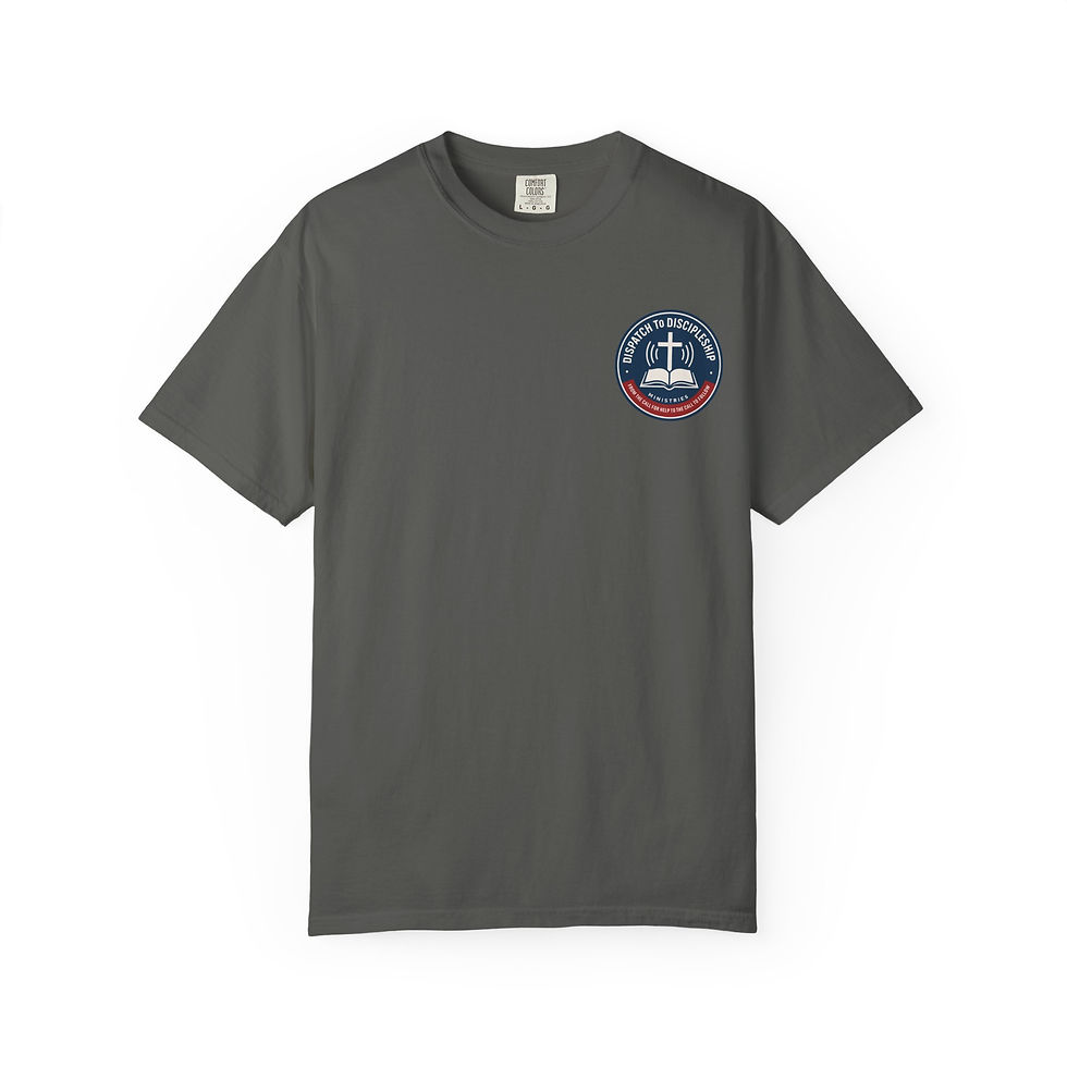 Miniatura: Walk By Faith Christian t-shirt with cross and forest sunset scene – view 5