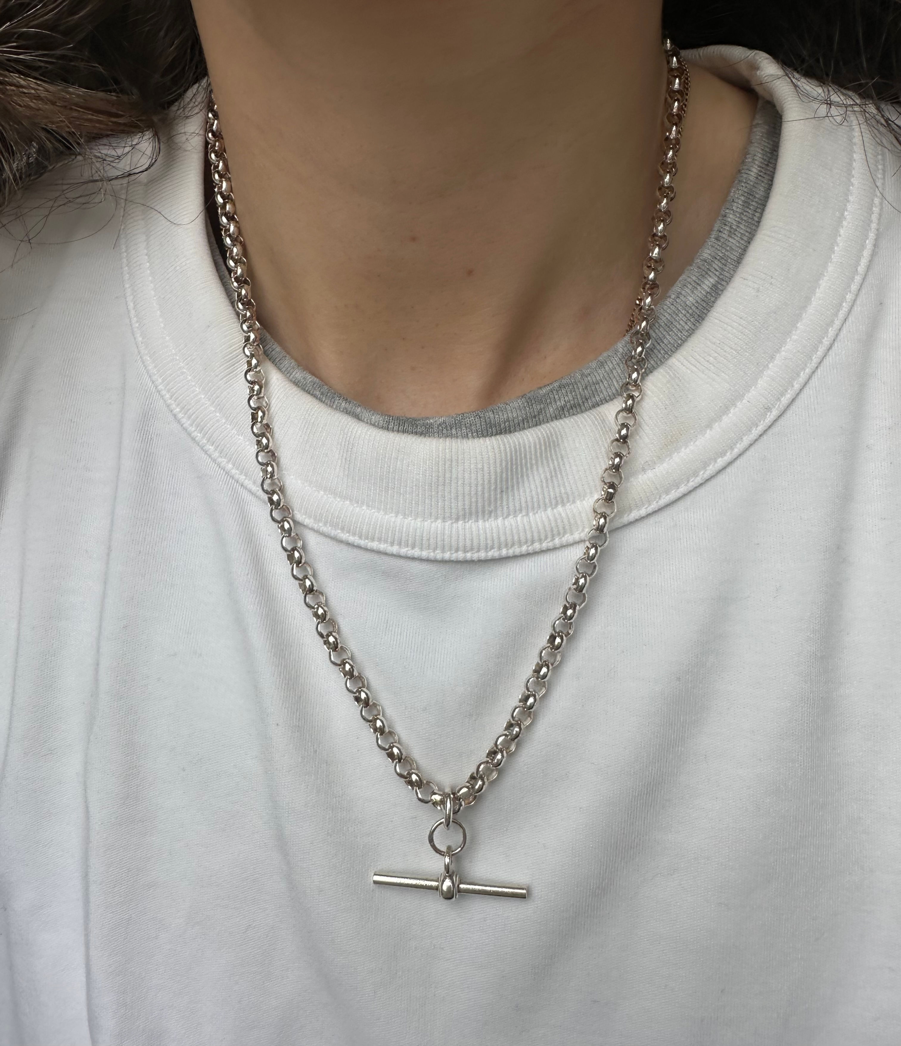 Sterling silver t bar necklace