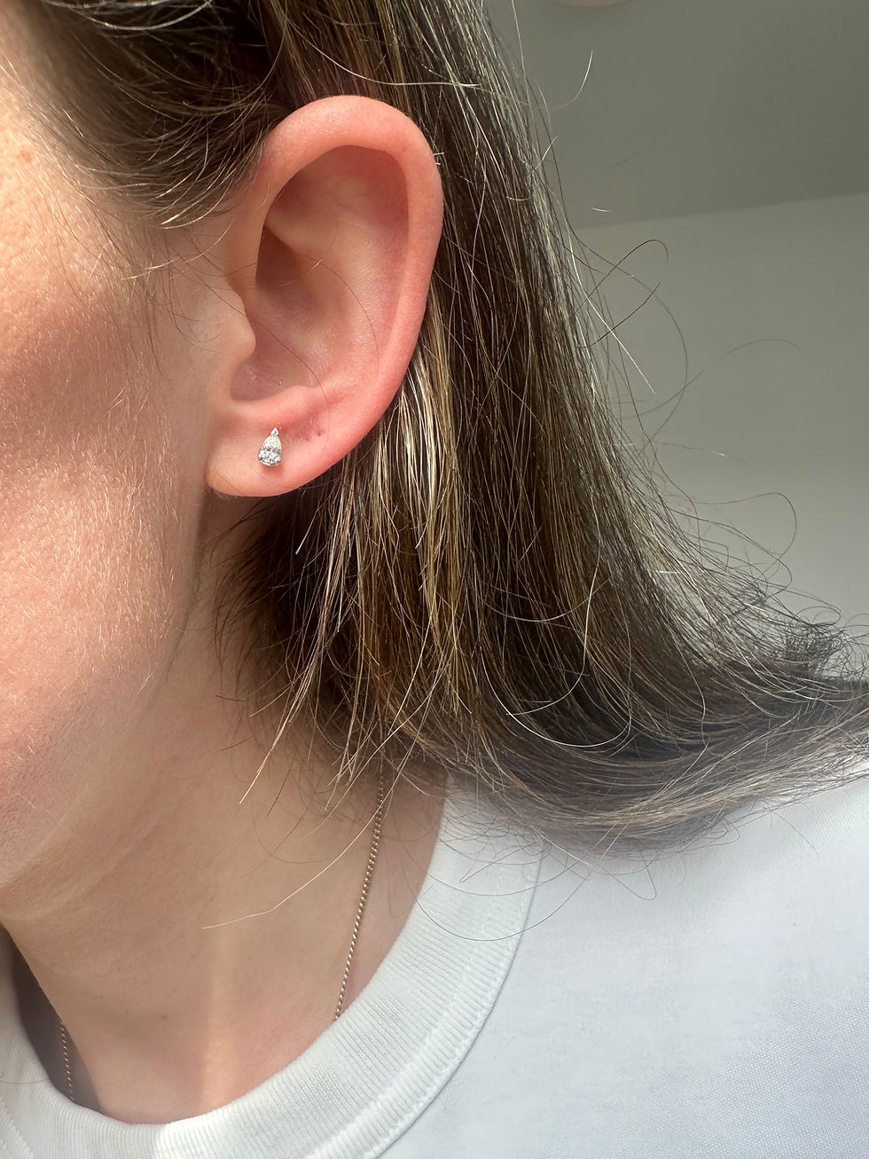 Thumbnail: 18ct gold pear cut diamond studs