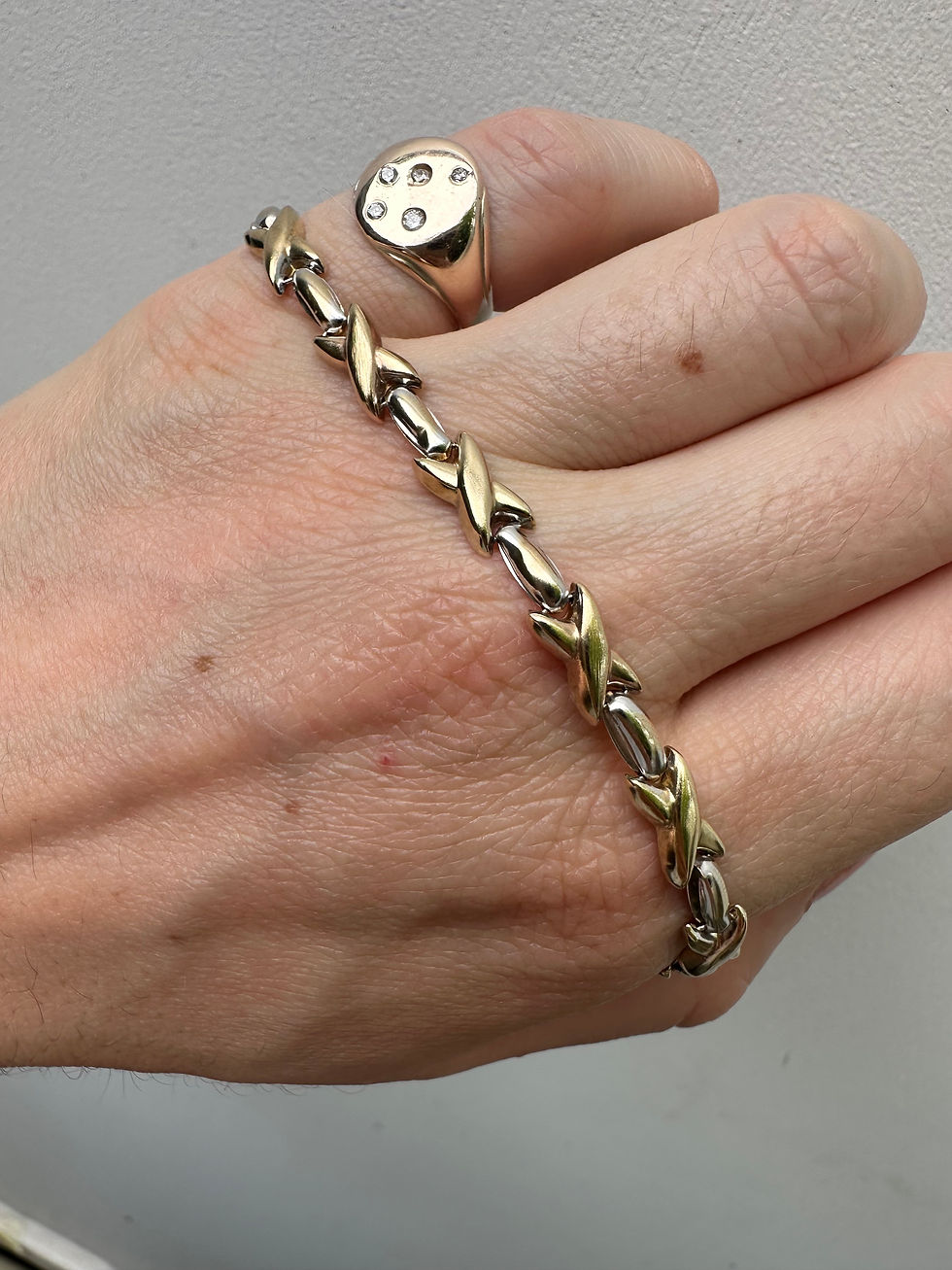 Thumbnail: 9ct yellow and white gold X bracelet