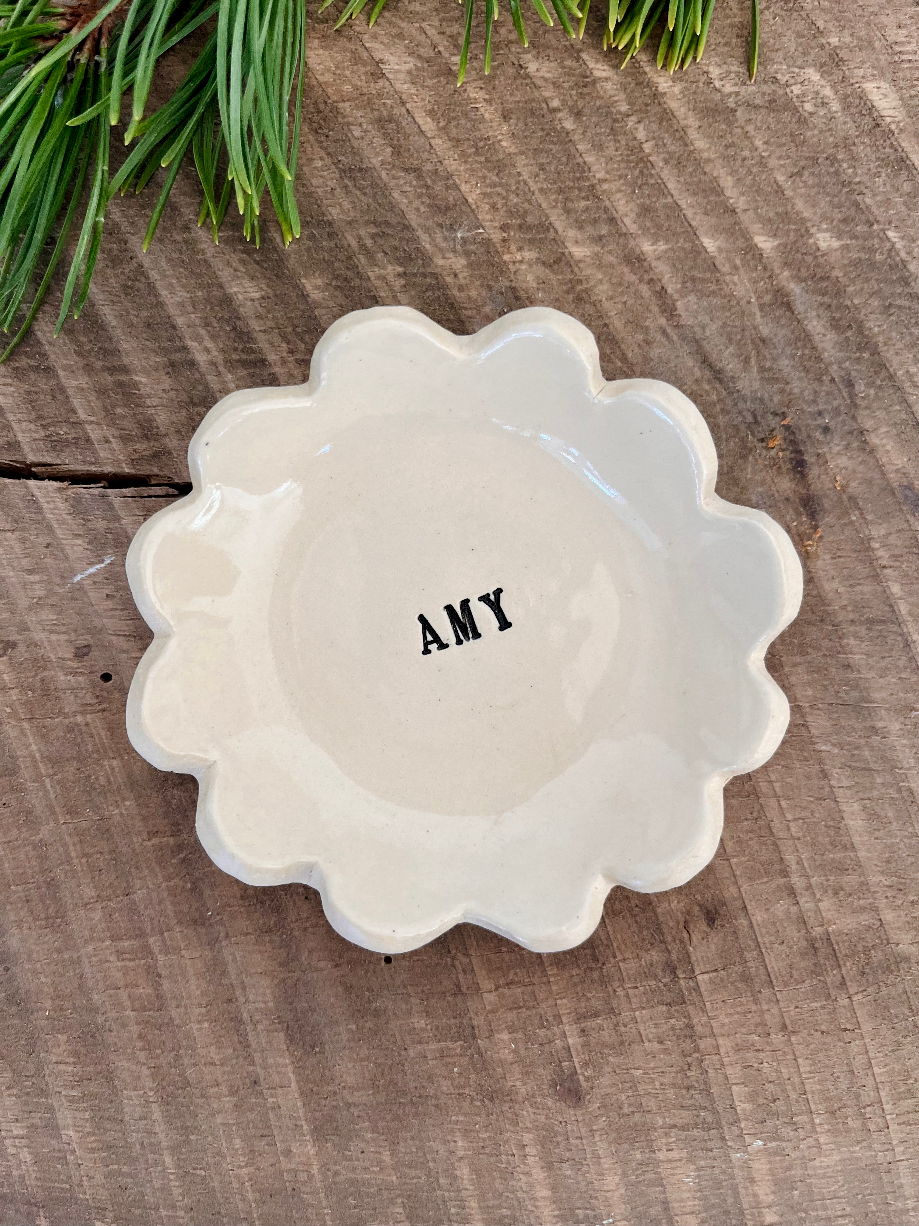 Personalized Scalloped Jewelry Dish