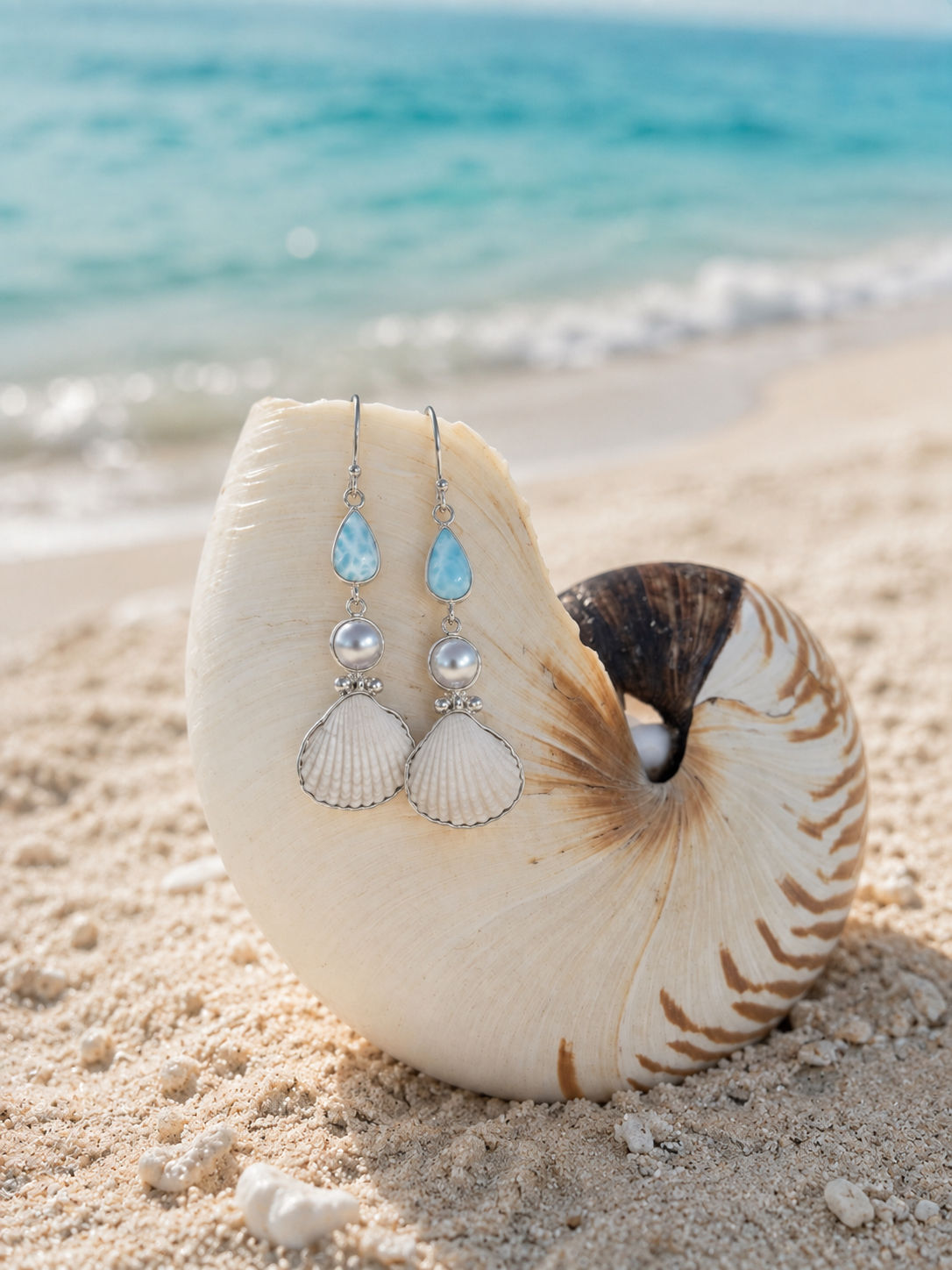 TRILOGY OF EXISTENCE EARRINGS-Larimar edition