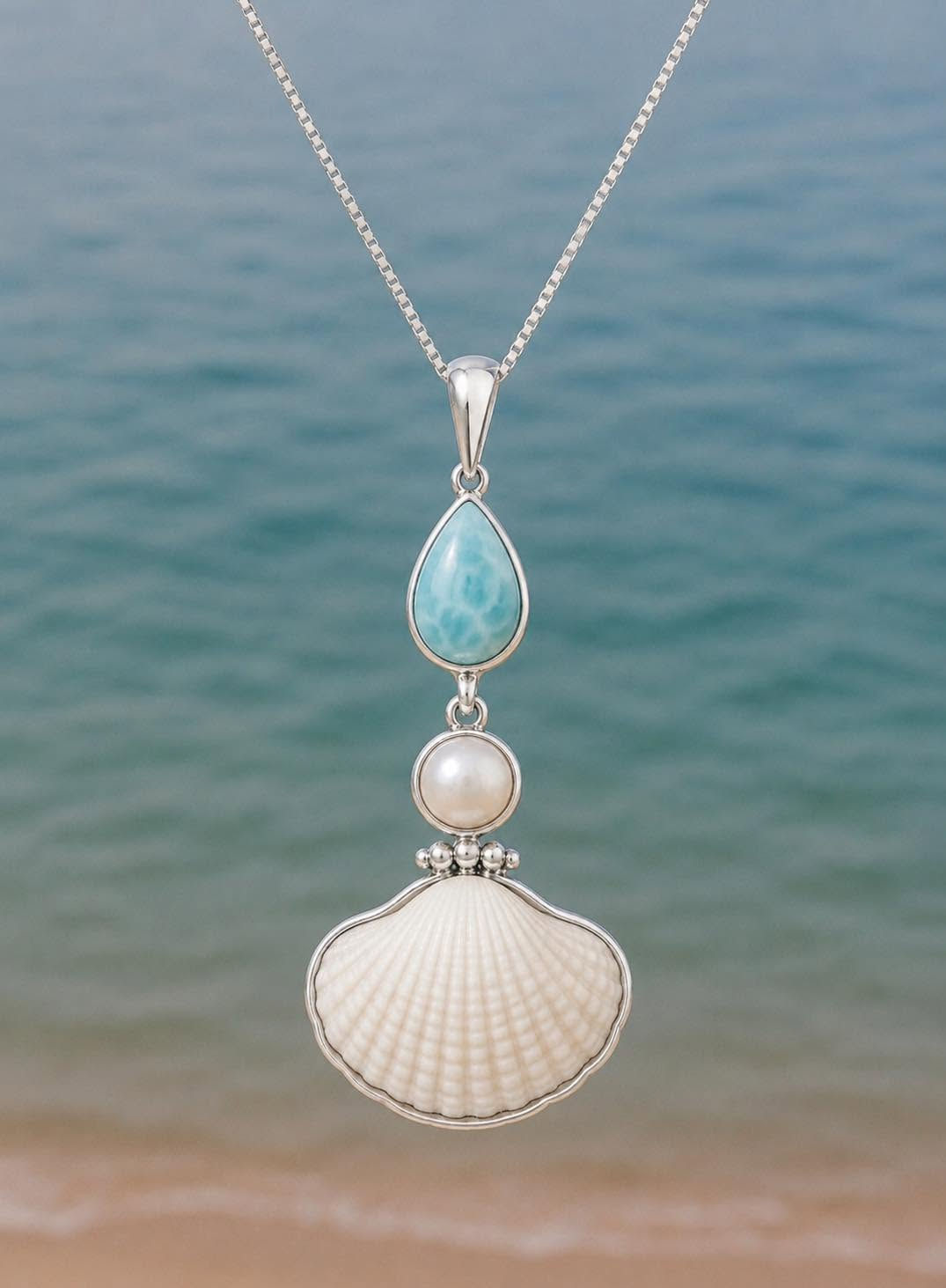 TRILOGY OF EXISTENCE NECKLACE -Larimar edition