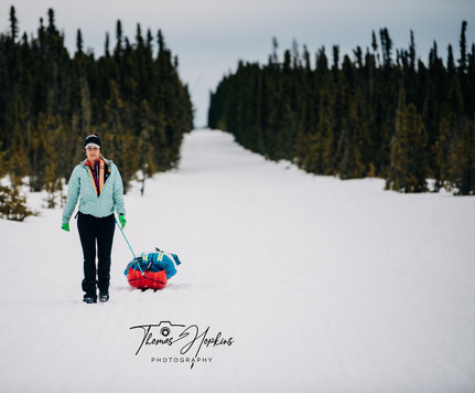 Jessica Leska (She Runs North) continues her 200km solo winter adventure near Stoney Mountain, Alberta