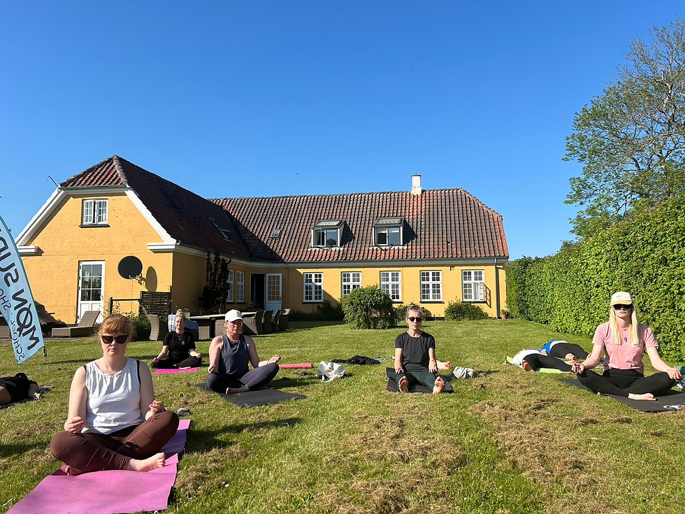 Yoga foran det skønne sommerhus