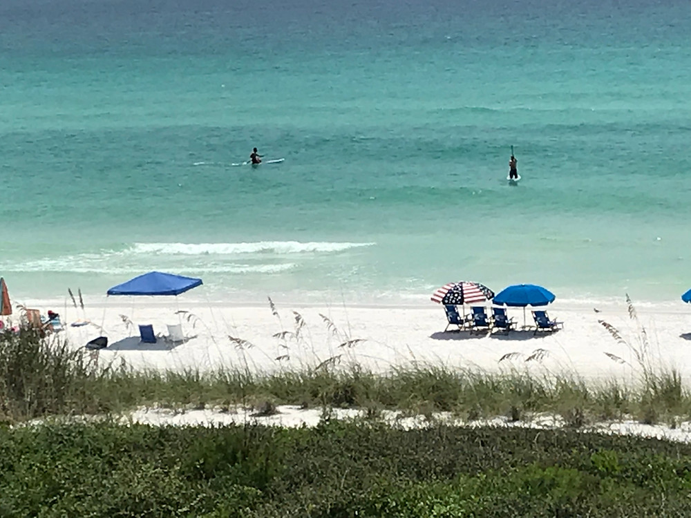 View of beach from balcony