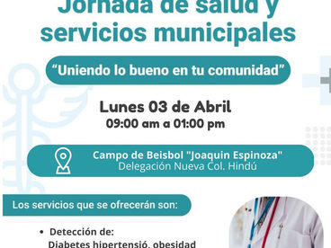 GOBIERNO DE TECATE INVITA A LA JORNADA DE SALUD Y SERVICIOS MUNICIPALES āUNIENDO LO BUENO EN TU COMU