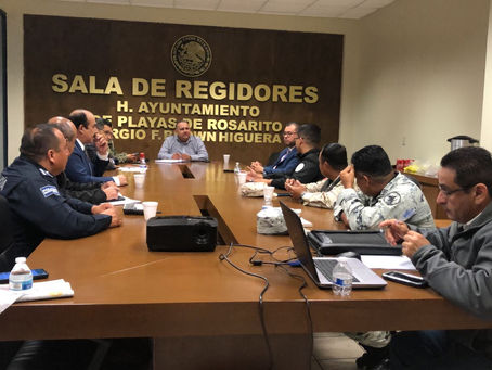 SE MANTIENE COORDINACIÓN EN SEGURIDAD ENTRE EL AYUNTAMIENTO DE ROSARITO Y CORPORACIONES