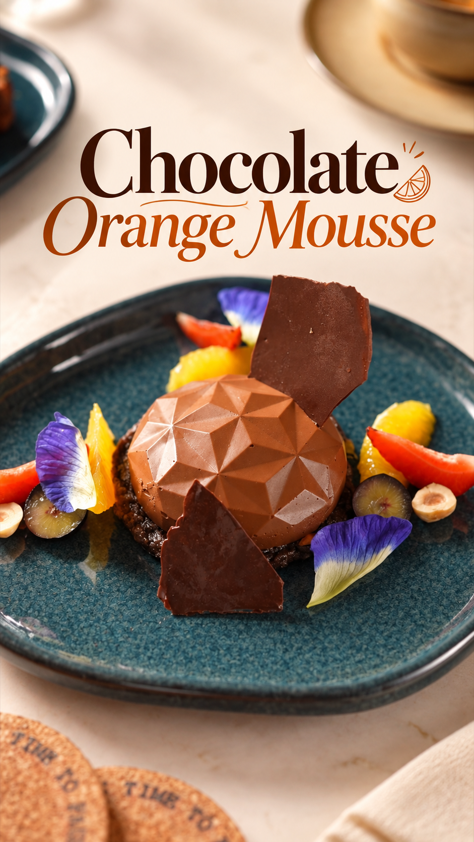 Plant-based Chocolate Orange Mousse dessert at Pause Mumbai in Bandra