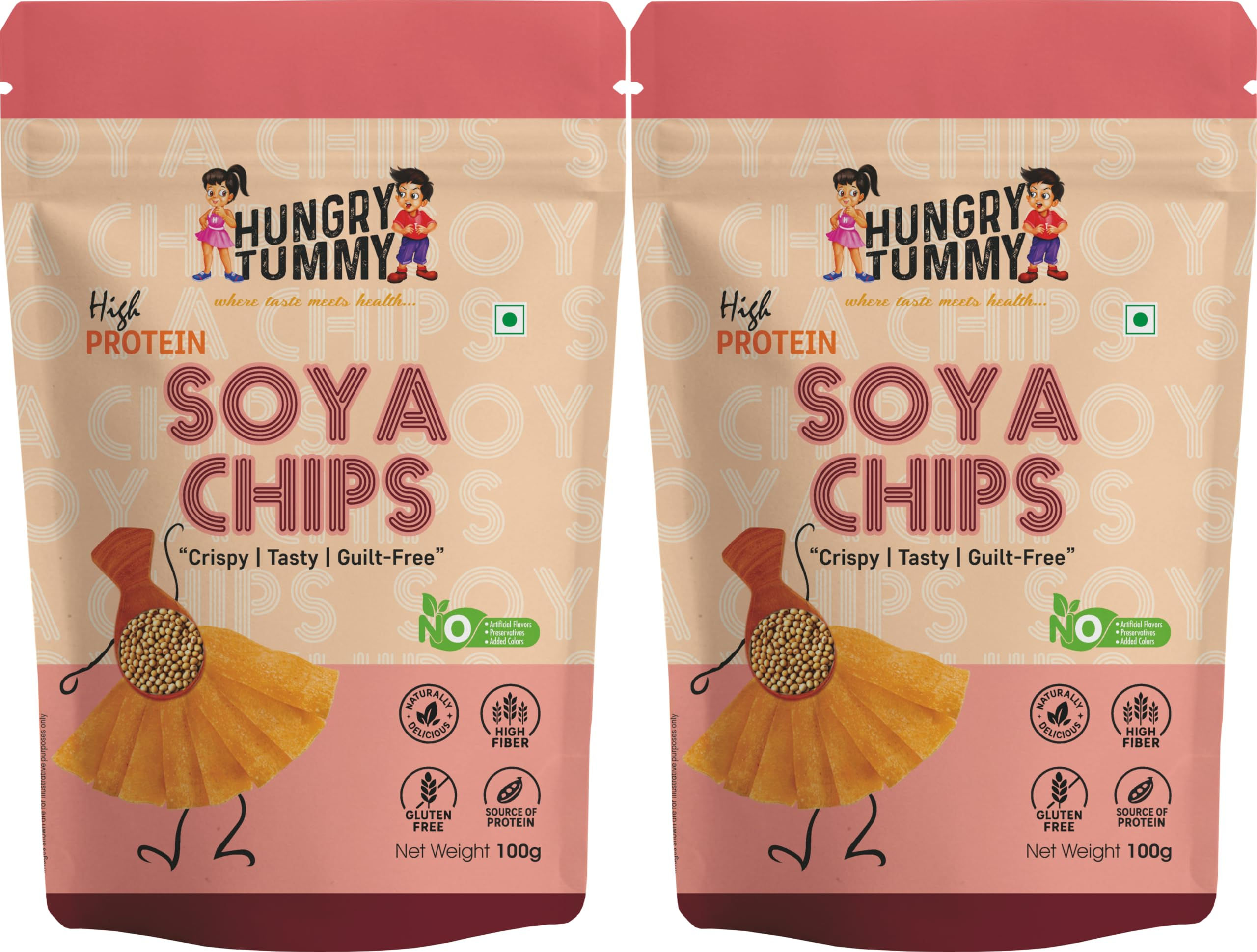 Hungry Tummy Soya Chips Combo Pack (2x) | High Protein Snack | Guilt-Free Sna...