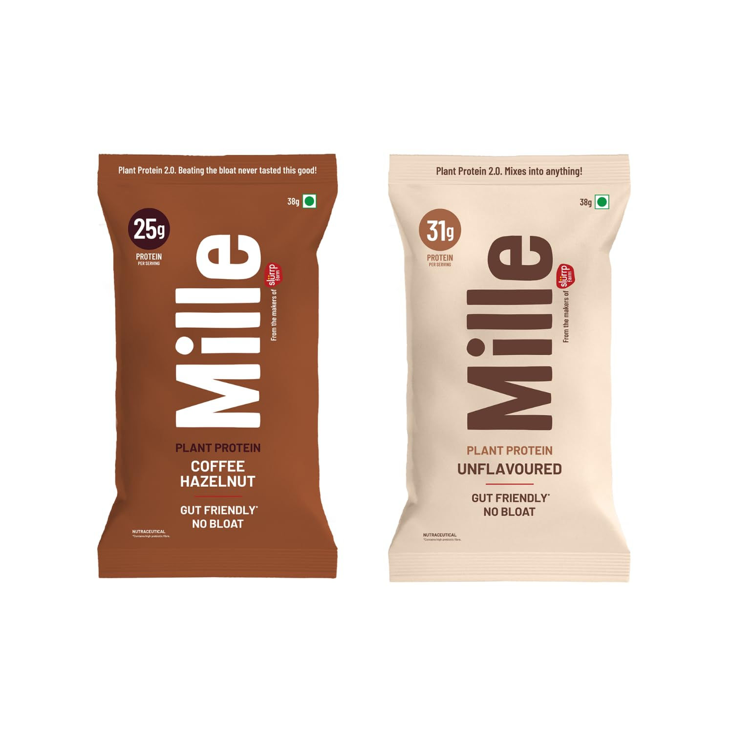 Mille Plant Protein Powder | 31g Unflavoured & 25g Coffee Hazelnut Protein Tr...