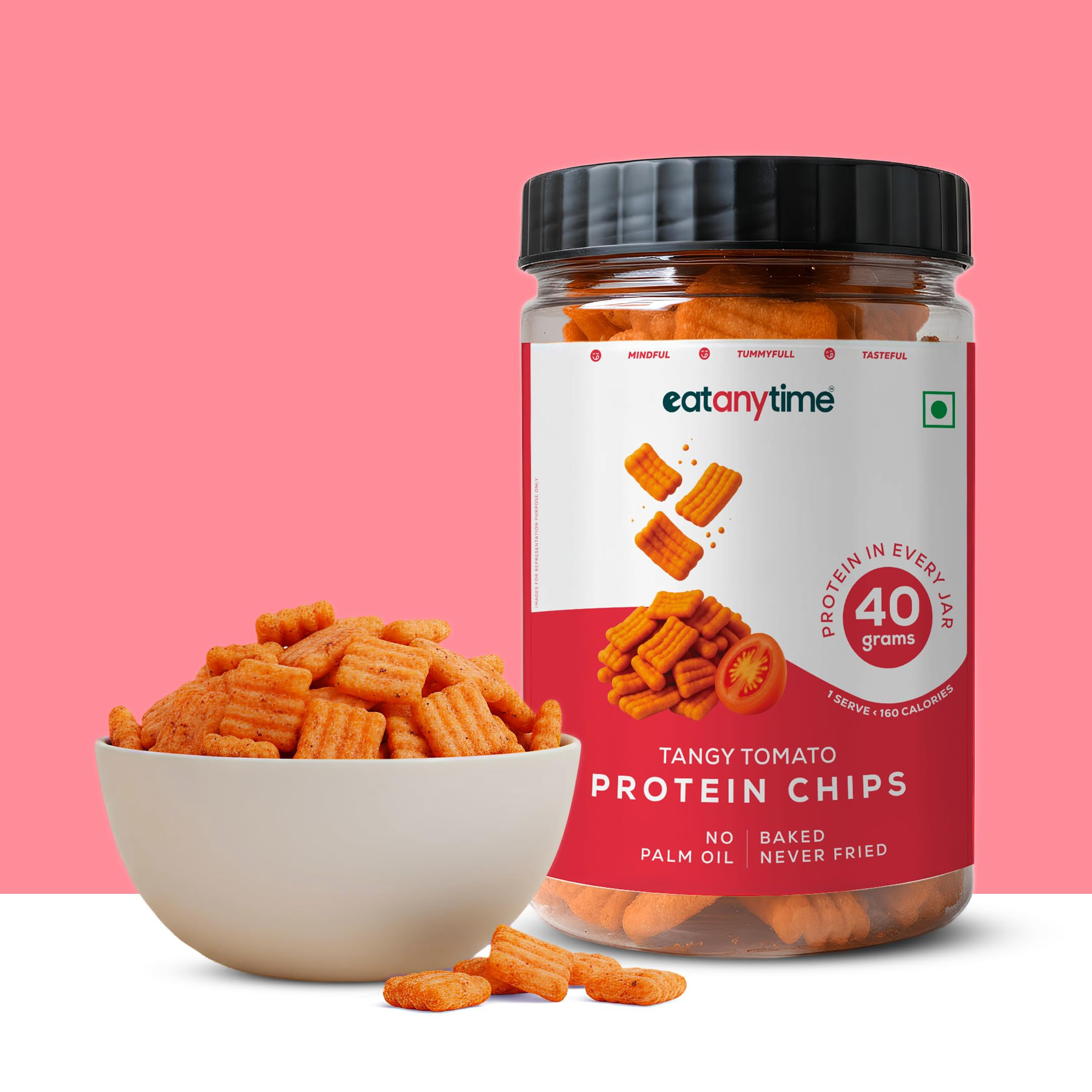 Eat Anytime - Multigrain Protein Chips, Tangy Tomato | 40 g protein per pack ...