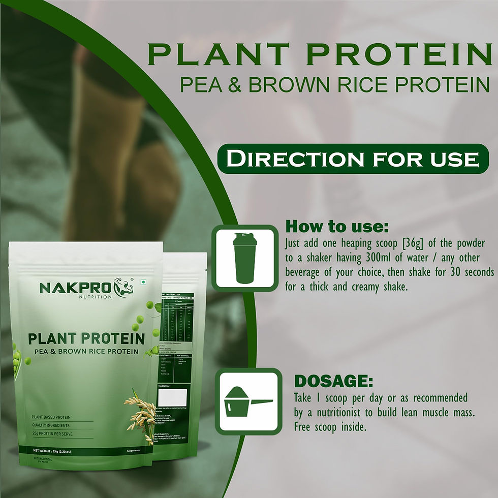 Thumbnail: NAKPRO NUTRITION Plant Protein (Pea & Brown Rice Protein) | 1kg - Chocolate |...