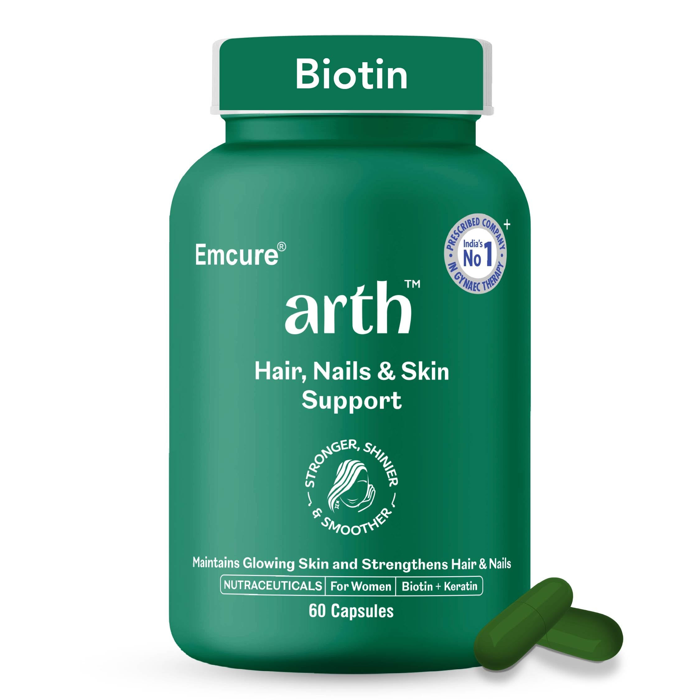 Arth Biotin Capsules For Hair Growth, Skin & Nails - 60 Veg Capsules for Men ...