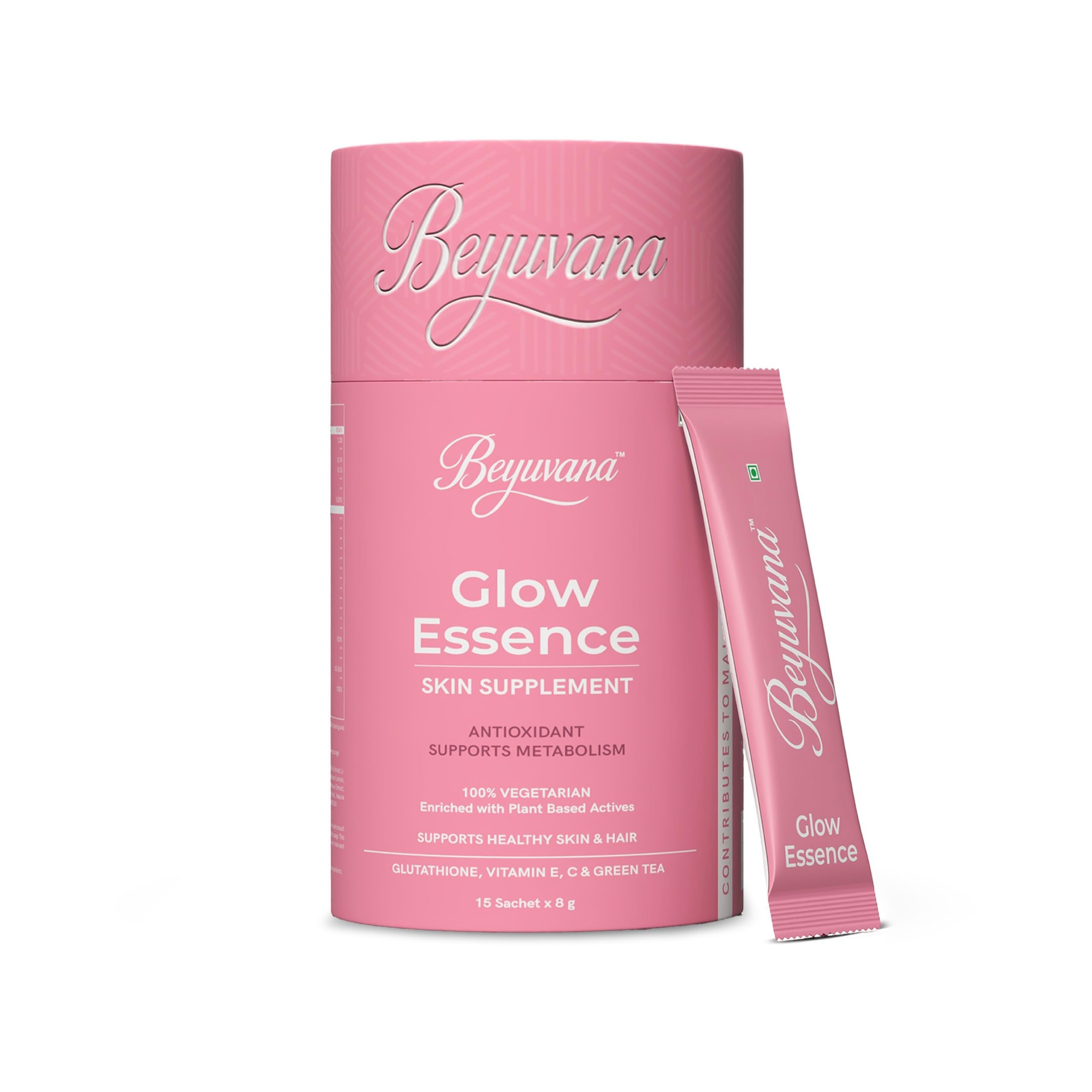 BEYUVANA Glow Essence Skin Supplement Powder with Glutathione, Vitamin C & E,...