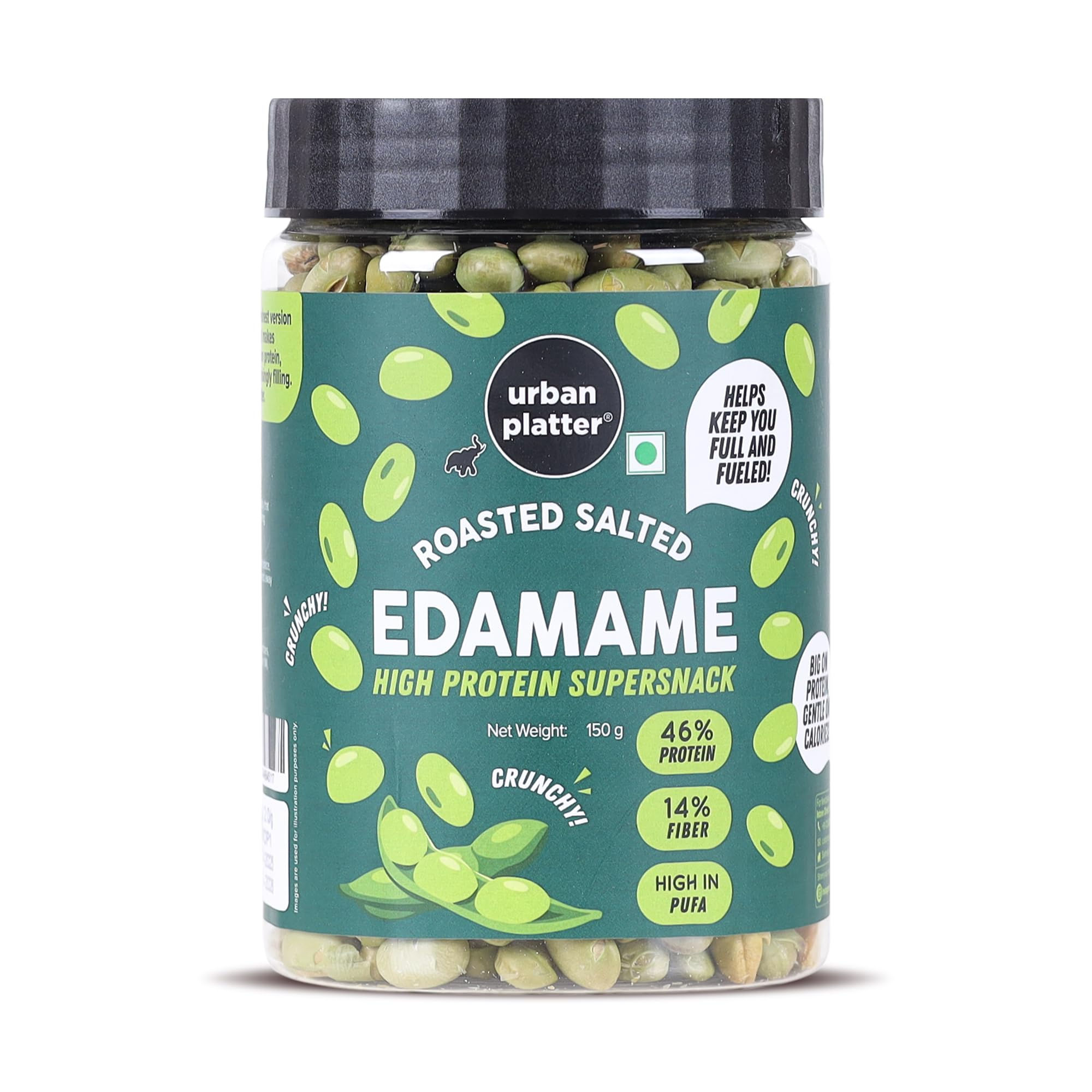 Urban Platter Roasted Salted Edamame, 150g (46% Protein, 14% Fiber, Lightly S...