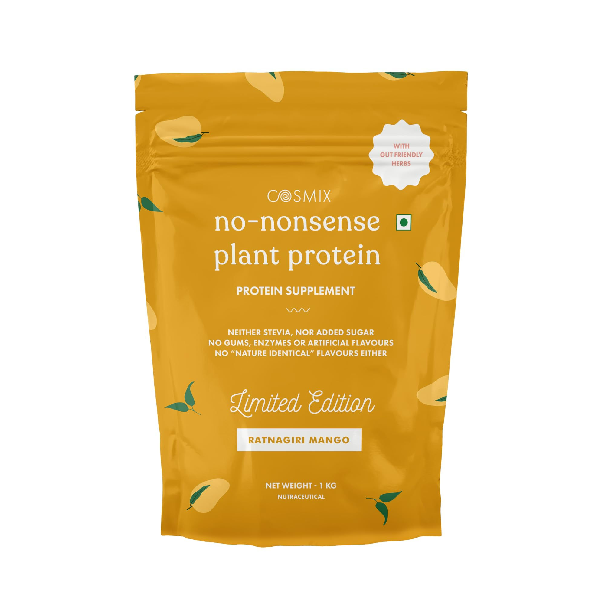 Cosmix No-Nonsense Plant Protein | 23 Protein/Serve, 1Kg | Ratnagiri Mango