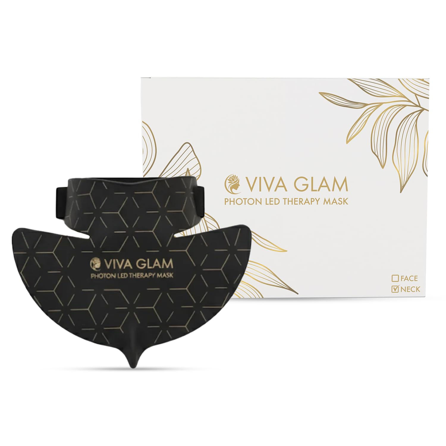 VIVA GLAM LED Neck Mask Light Therapy – 7 Color Silicone Photon Neck Mask wit...