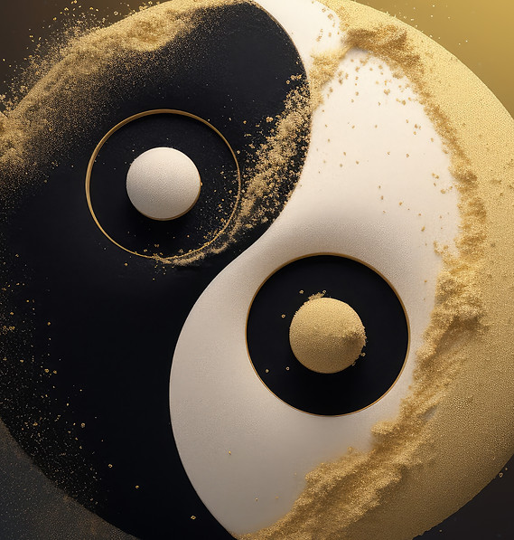 Yin und Yang, Schwarz, Weiß, Gold