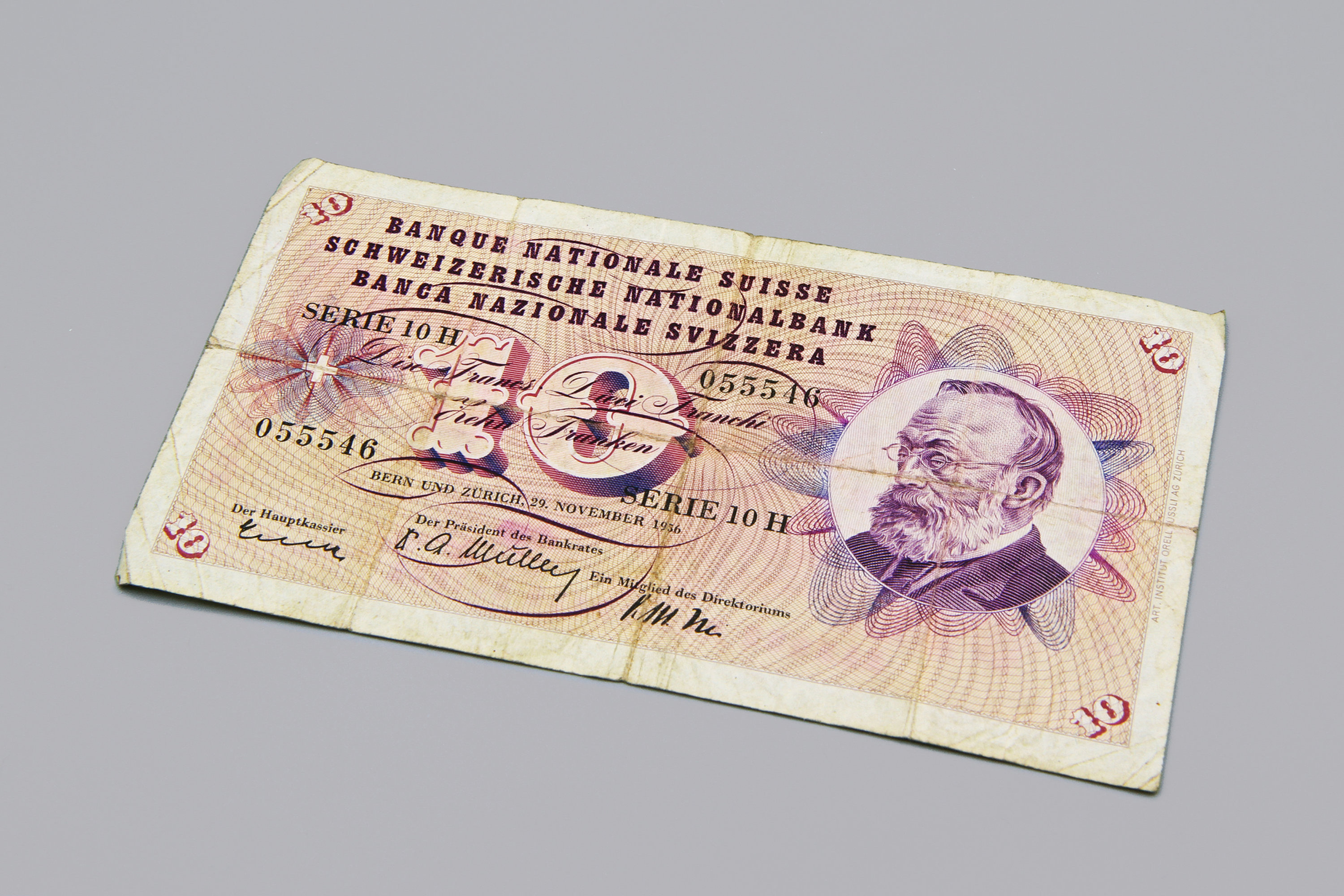 Switzerland 10 Franken Banknote Bill Swiss 1956 Paper ...