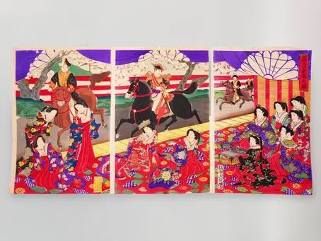 Chikanobu Yoshu, Nishiki-e Japanese Meiji Era Military Artwork Illustration
