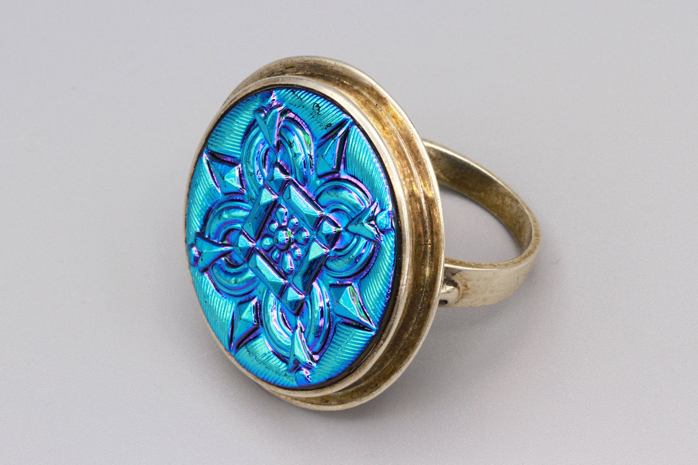 Amy Kahn Russell Jewelry Blue and Sterling Ring Size 11 ...