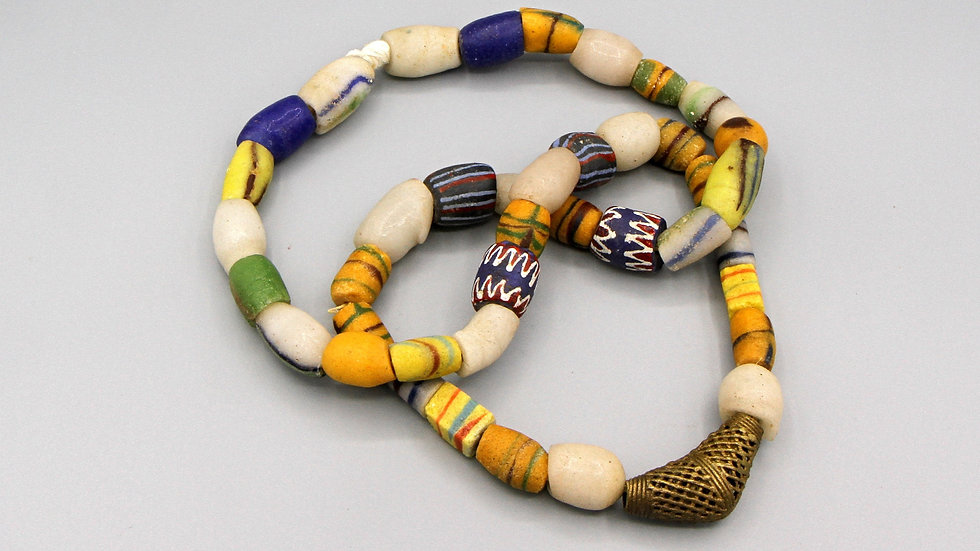 Antique 1800s African Trade Beaded Necklace, Vintage African Ethnic