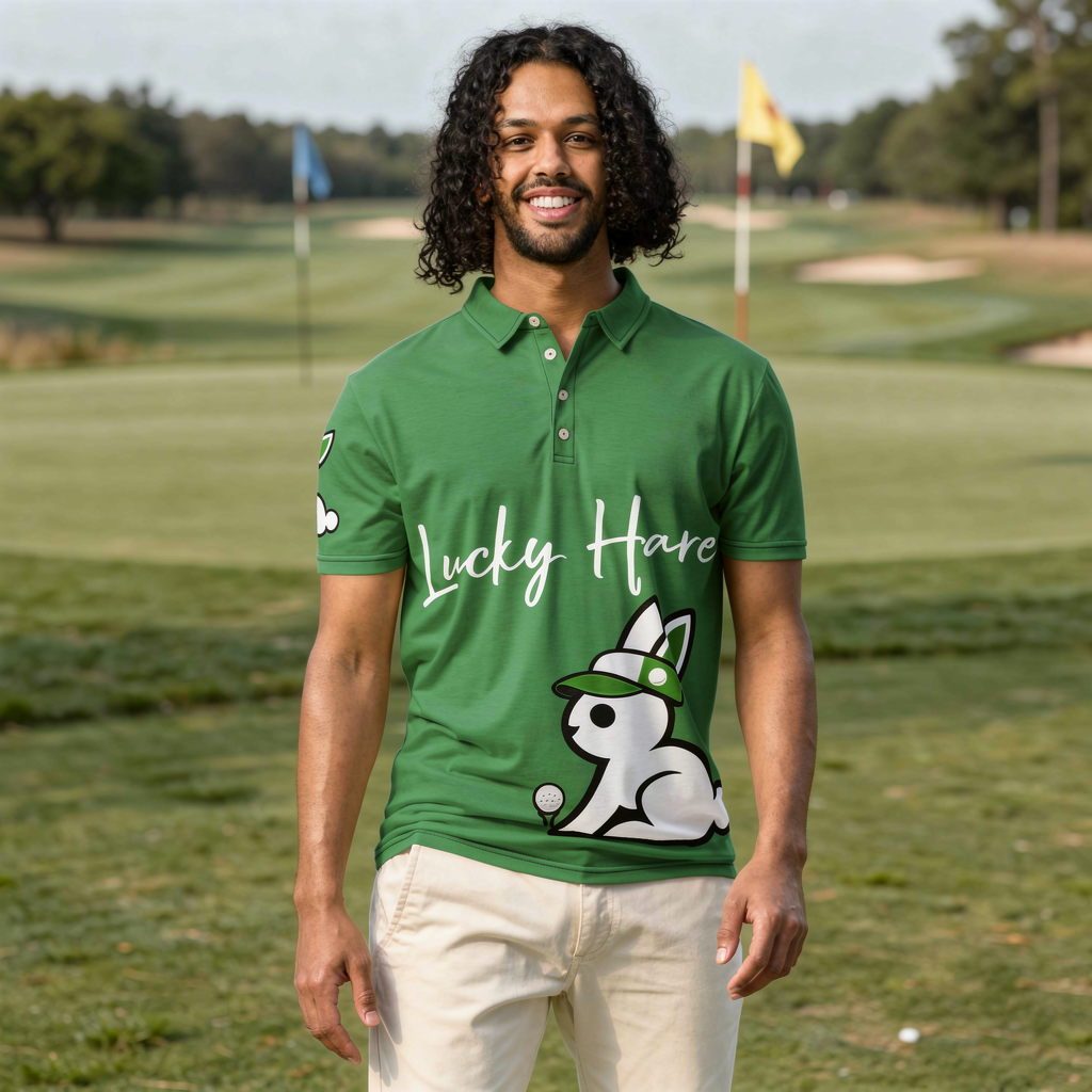 Mens Green LH Golf Slim Fit Graphic Polo
