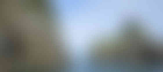 View of rocky cliffs and small islands covered with greenery in Kenai Fjords National Park, Alaska, surrounded by ocean waters