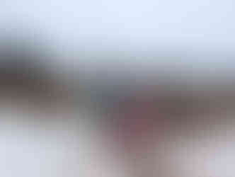 Four children standing on snowy ground along the Gold Cord Lake Trail in Hatcher Pass, Alaska, with misty mountains in the background