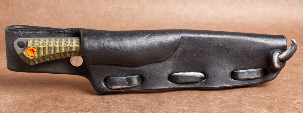 Thumbnail: Slim Scout - AEB-L, OD Green Textured Micarta, Acid Etched Stonewashed