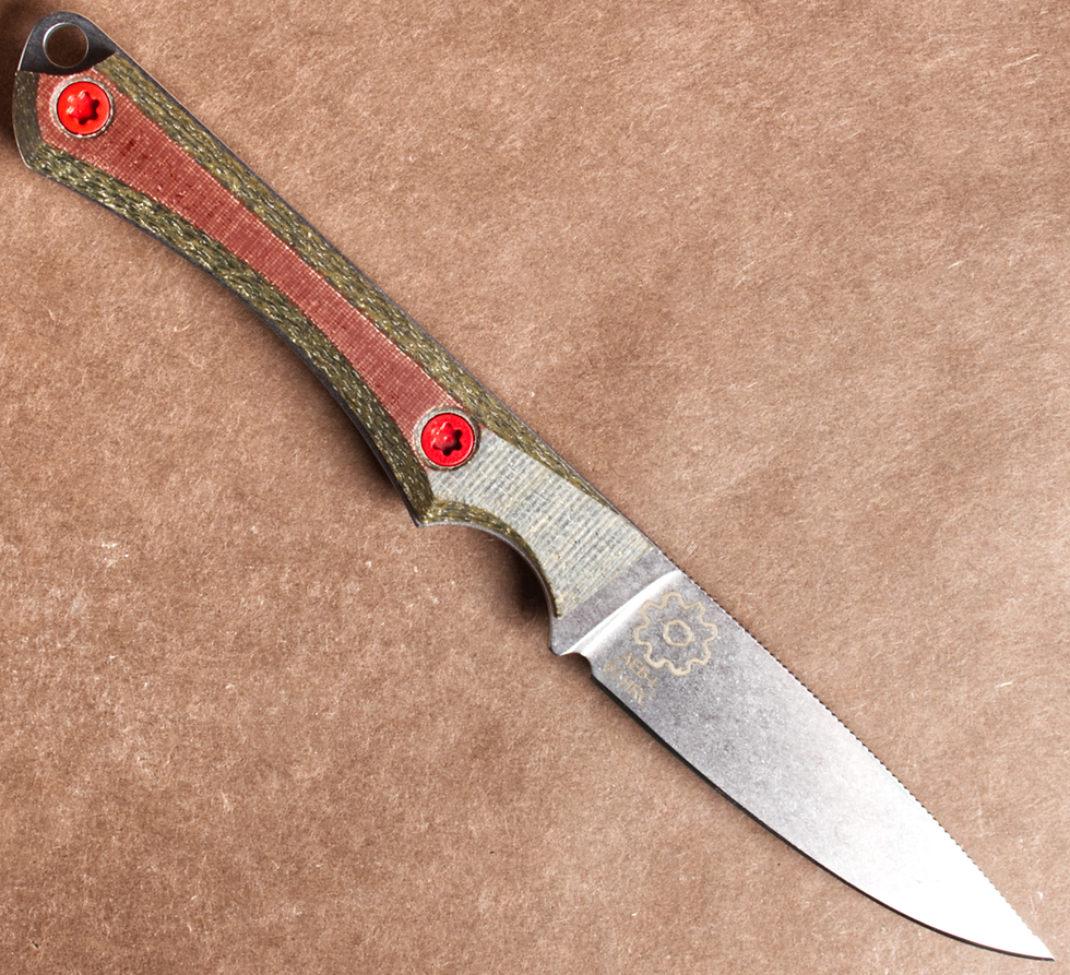 Thumbnail: Slim Scout - AEB-L, OD/Natural Micarta, Stonewashed, Kydex