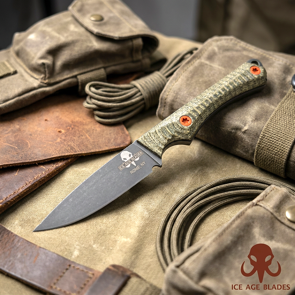 Thumbnail: Slim Scout - AEB-L, OD Green Textured Micarta, Acid Etched Stonewashed